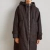 Marc O'Polo Coat Long Padded Fixed Hood Zipper Drawstring Waist - Parka - Black
