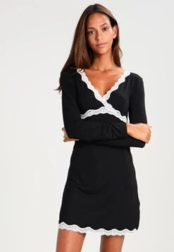 Anna Field Heidi Long Sleeves Viscose Nightdress - Chemise De Nuit / Nuisette - Black