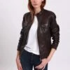 Lee Cooper Leather Jacket With Round Collar - 2 Zipped Side Pockets - - Veste En Cuir - Brown 1 Lee Cooper Leather Jacket With Round Collar - 2 Zipped Side Pockets - - Veste En Cuir - Brown -Anna Field Boutique afba6288952e437cad255a94a20f4de4
